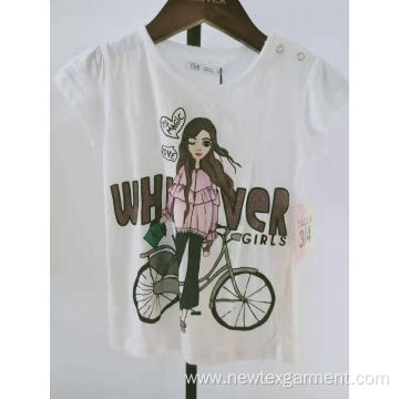 girls cotton knit placement print short sleeve top